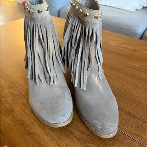 Michael Kors Studded Grey Fringe Ankle Boots